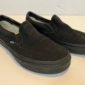 Vans Off The Wall All Black Slip On Canvas Skate Shoe Mens 4.5 Women’s 6